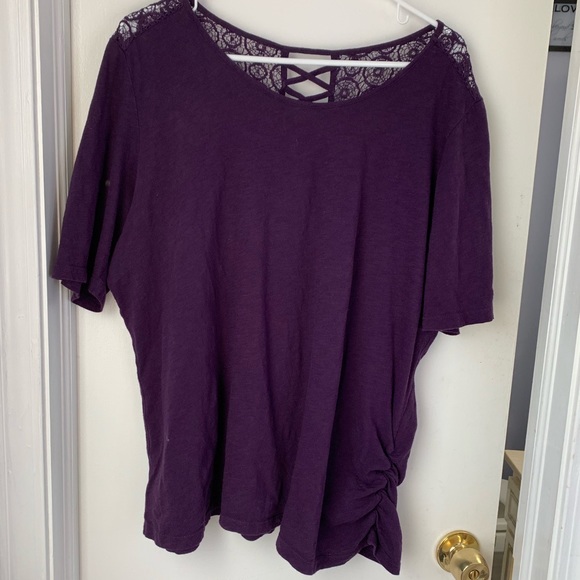 Christopher & Banks Tops - CHRISTOPHER &  BANKS PURPLE TOP W/CROCHETED  LACE